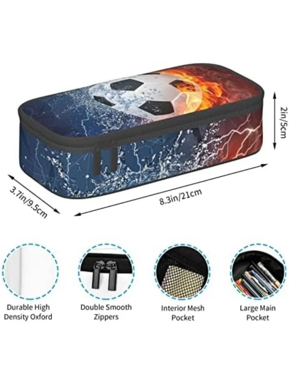 Soccer Pencil Case for Boys & Teens - Large Capacity Sports Organizer Pouch